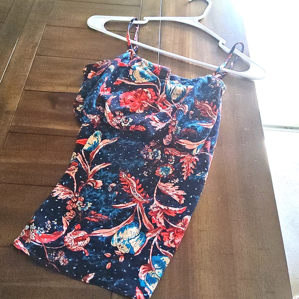 Express Red and Blue Sleeveless Midi Sundress